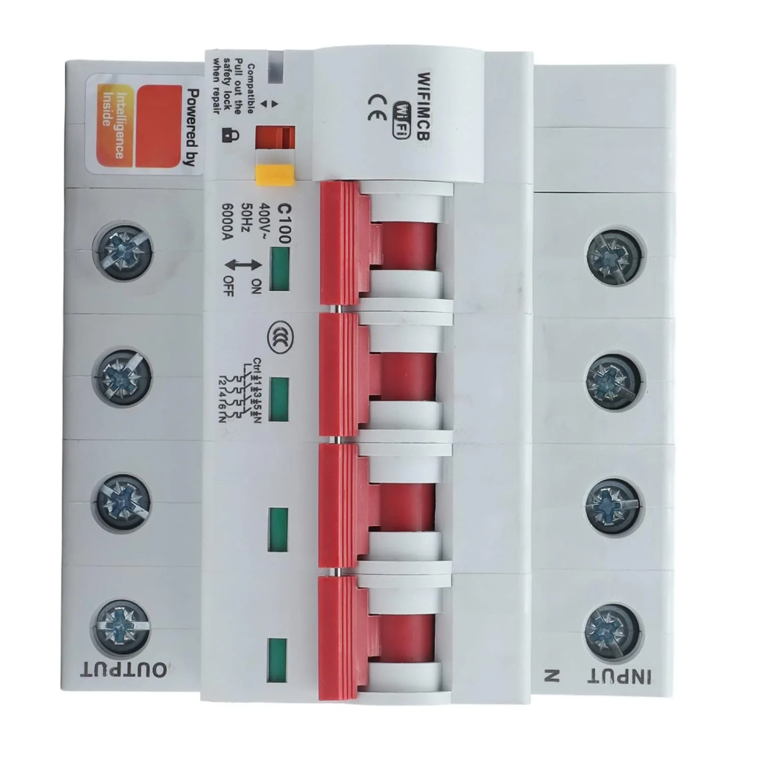 کلید مینیاتوری هوشمند وای فای 4 پل با ریموت کنترل AC 400V قفل ایمنی خانگی (125 آمپر)