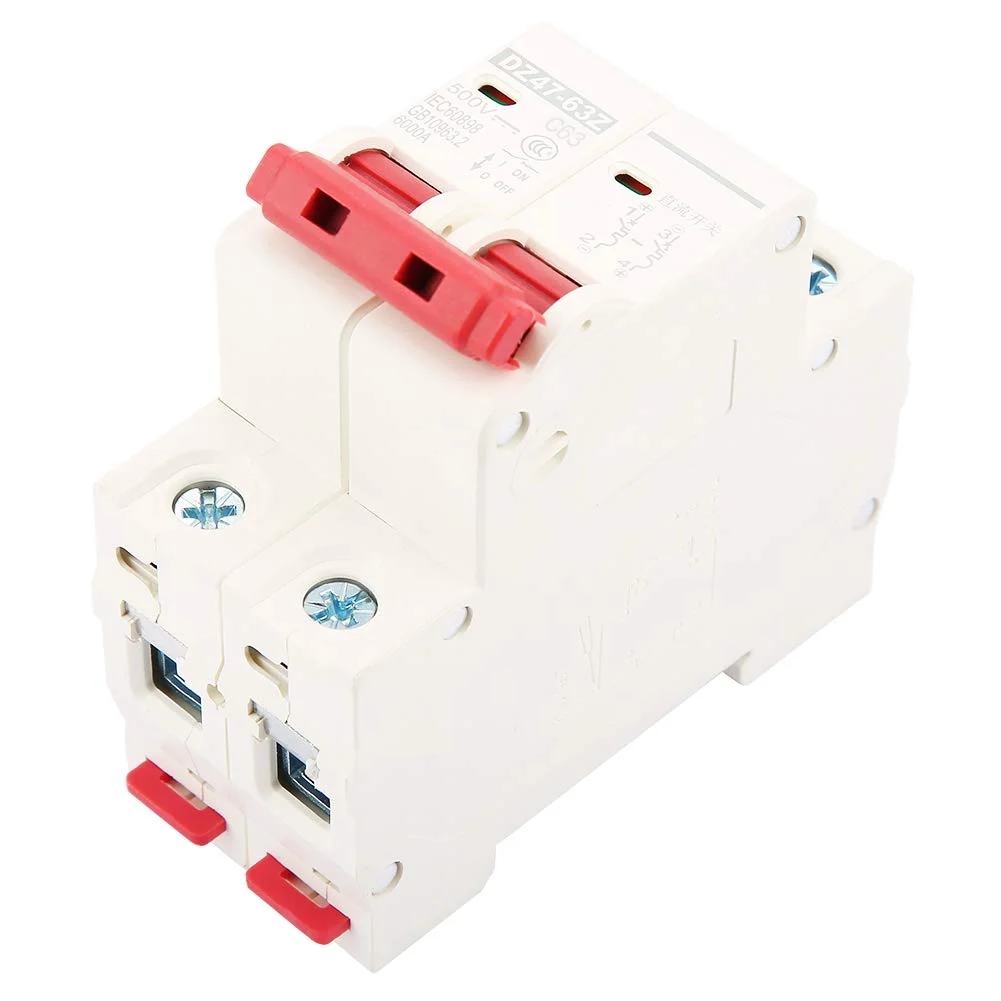 کلید مینیاتوری 2 پل DC 500V 63A MCB محافظ ایمنی اضافه جریان مدل DZ47-63Z-2P کلید مینیاتوری 2 پل DC 500V 63A MCB محافظ ایمنی اضافه جریان مدل DZ47-63Z-2P