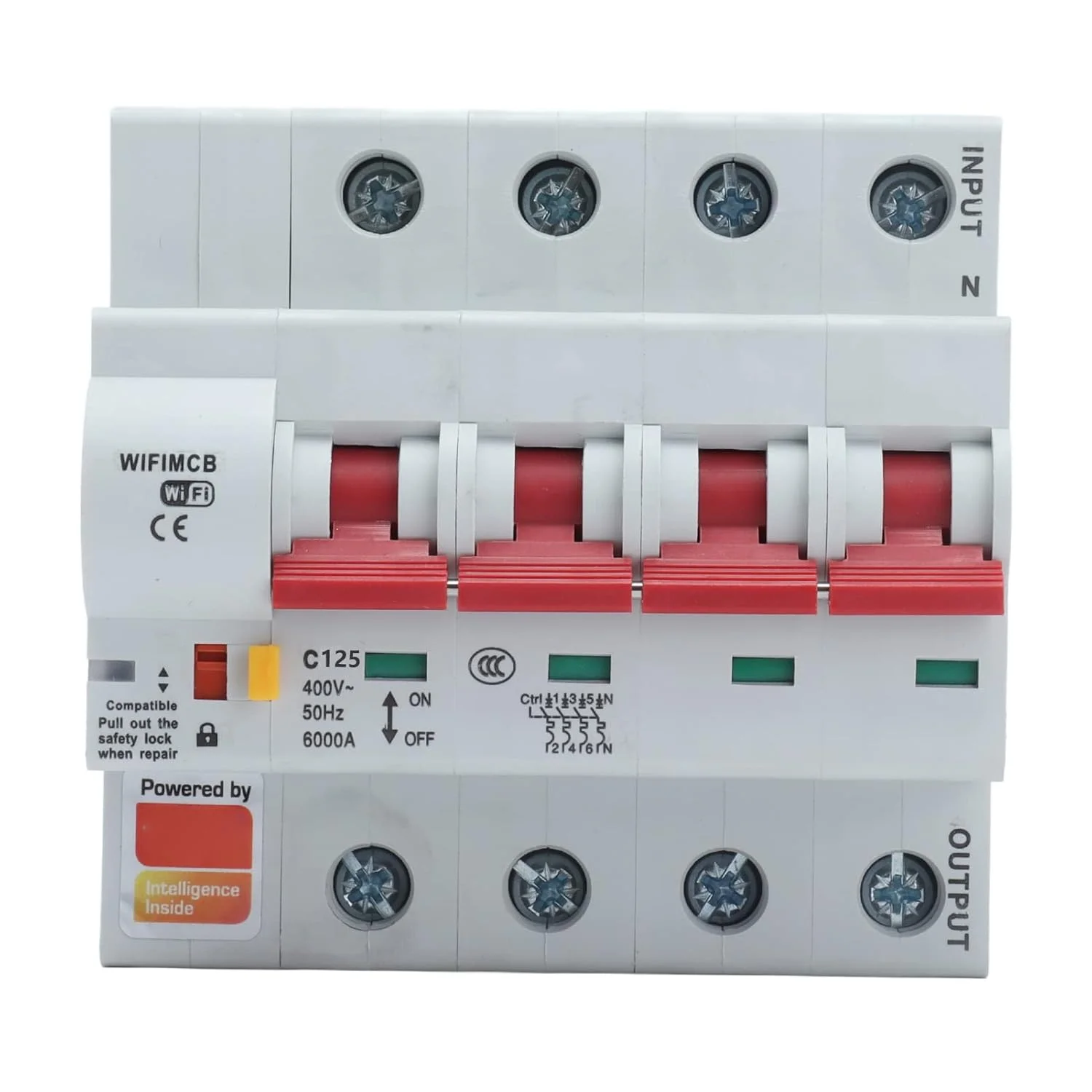 کلید مینیاتوری هوشمند وای فای 4 پل با ریموت کنترل AC 400V قفل ایمنی خانگی (125 آمپر)