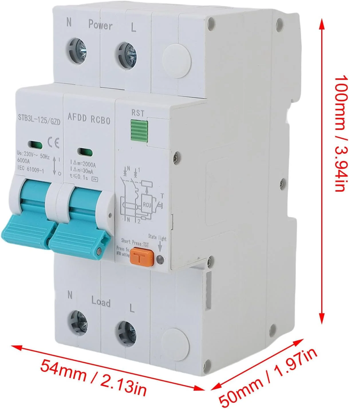 دستگاه محافظ قوس الکتریکی Eujgoov 2P، کلید مدار یکپارچه MCB و RCD برای حفاظت از اضافه بار و نشتی (40 آمپر) دستگاه محافظ قوس الکتریکی Eujgoov 2P، کلید مدار یکپارچه MCB و RCD برای حفاظت از اضافه بار و نشتی (40 آمپر)