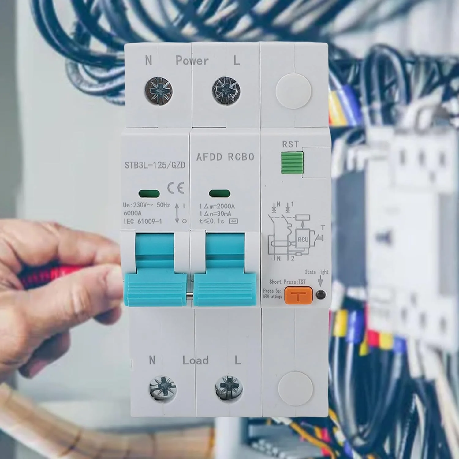 دستگاه محافظ قوس الکتریکی Eujgoov 2P، کلید مدار یکپارچه MCB و RCD برای حفاظت از اضافه بار و نشتی (40 آمپر) دستگاه محافظ قوس الکتریکی Eujgoov 2P، کلید مدار یکپارچه MCB و RCD برای حفاظت از اضافه بار و نشتی (40 آمپر)