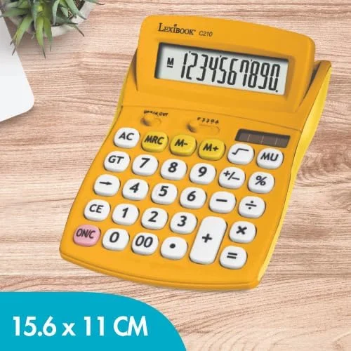 ماشین حساب رومیزی Lexibook - FRUITIES® با صفحه نمایش شیب دار، 10 رقم، عملکردهای پایه و پیشرفته، کلیدهای بزرگ، با انرژی خورشیدی و باتری، زرد، C210D ماشین حساب رومیزی Lexibook - FRUITIES® با صفحه نمایش شیب دار، 10 رقم، عملکردهای پایه و پیشرفته، کلیدهای بزرگ، با انرژی خورشیدی و باتری، زرد، C210D