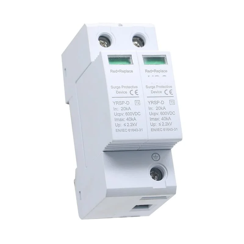 دستگاه حفاظت از مدار شکن در برابر موج ولتاژ SPD DC 600V 800V 1000V 2P DC1000V 20KA~40ka، محافظ ولتاژ پایین، ریل DIN خانگی، محافظ 2 پل، محافظ های نشتی زمین (رنگ: آبی Tuv، اندازه: 2P 1000V)