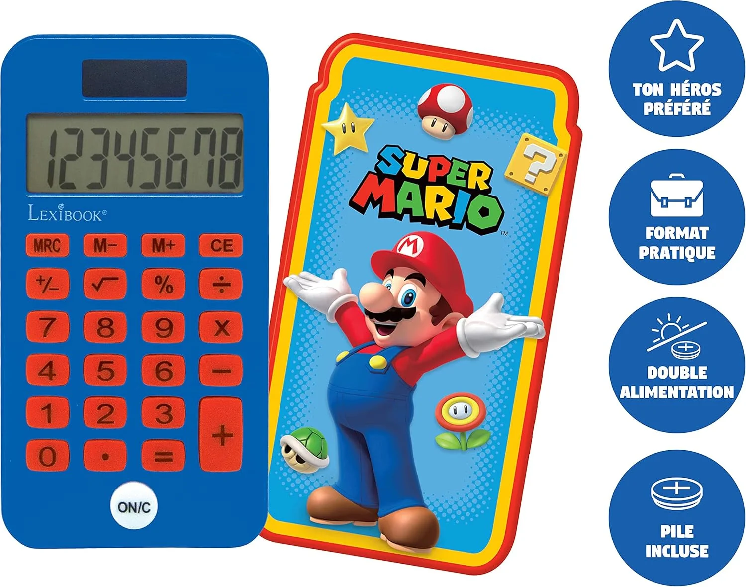 ماشین حساب جیبی لکسی بوک Super Mario، عملکردهای ماشین حساب معمولی و پیشرفته، پوشش محافظ سخت، با باتری، قرمز/آبی، C45NI ماشین حساب جیبی لکسی بوک Super Mario، عملکردهای ماشین حساب معمولی و پیشرفته، پوشش محافظ سخت، با باتری، قرمز/آبی، C45NI