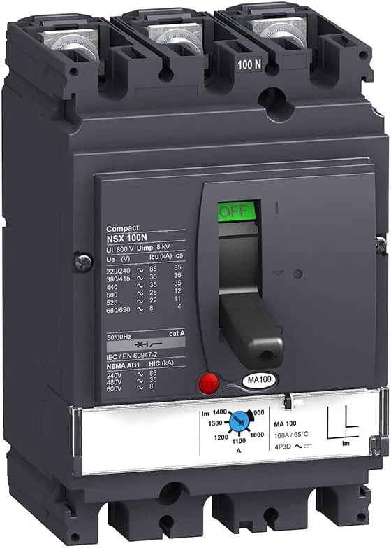 LV429755 MCCB NSX100N MA 2.5A 3p3d 50kA کلید مینیاتوری قالب‌گیری شده (3-2.5 آمپر)