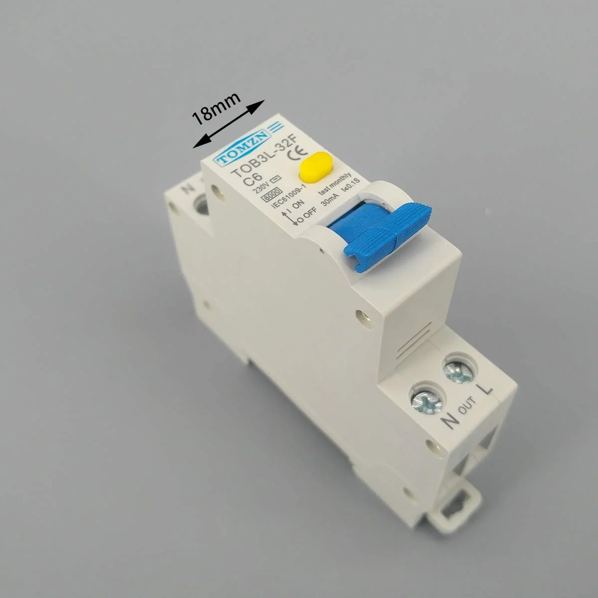 TOOLSA - 230 ولت 50/60 هرتز RCBO 1P+N 6KA کلید مدار اتوماتیک دیفرانسیل جریان باقیمانده با حفاظت از نشت جریان اضافه (10 آمپر) TOOLSA - 230 ولت 50/60 هرتز RCBO 1P+N 6KA کلید مدار اتوماتیک دیفرانسیل جریان باقیمانده با حفاظت از نشت جریان اضافه (10 آمپر)