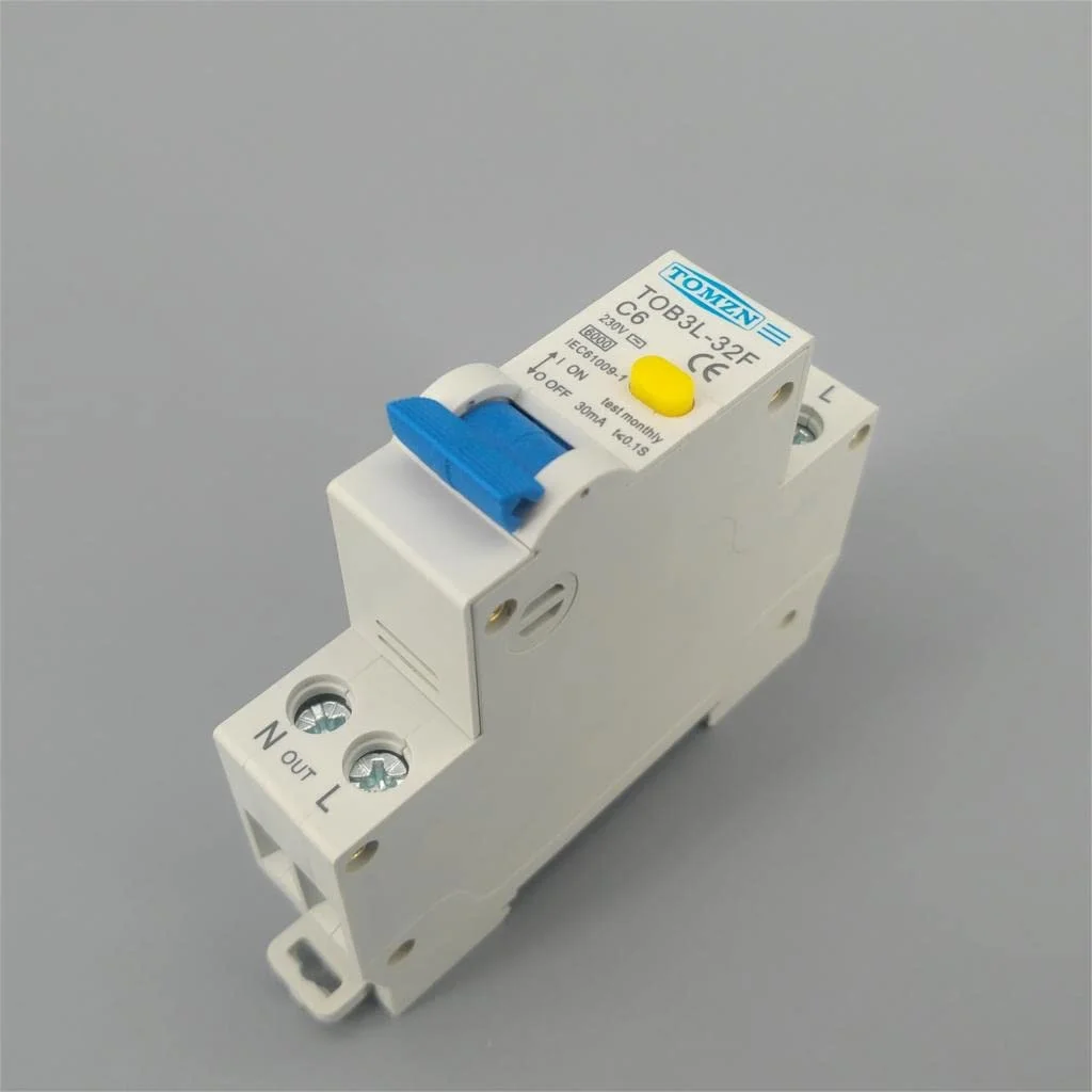 TOOLSA - 230 ولت 50/60 هرتز RCBO 1P+N 6KA کلید مدار اتوماتیک دیفرانسیل جریان باقیمانده با حفاظت از نشت جریان اضافه (10 آمپر) TOOLSA - 230 ولت 50/60 هرتز RCBO 1P+N 6KA کلید مدار اتوماتیک دیفرانسیل جریان باقیمانده با حفاظت از نشت جریان اضافه (10 آمپر)