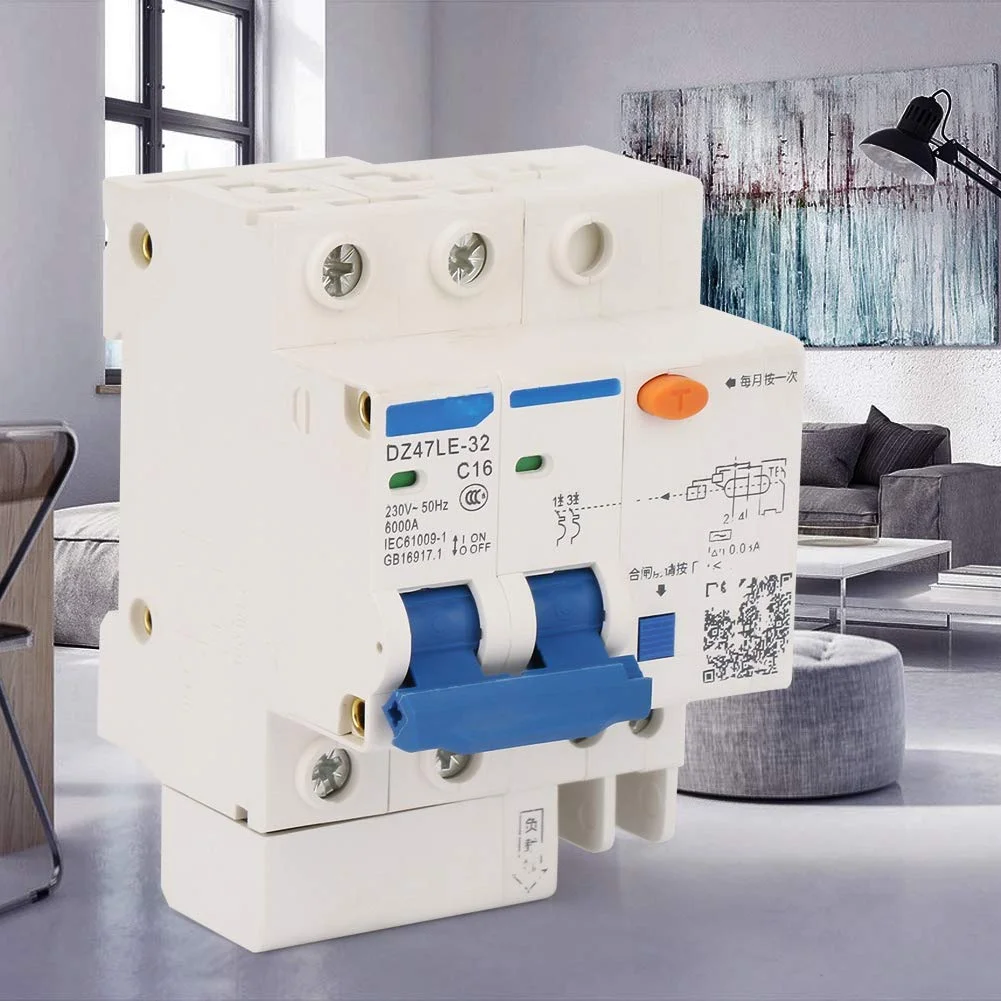 کلید مینیاتوری محافظ جان YDuupxe مدل DZ47LE-32 2P+2 C16 230V/16A برای حفاظت از نشتی جریان و مدار در منزل