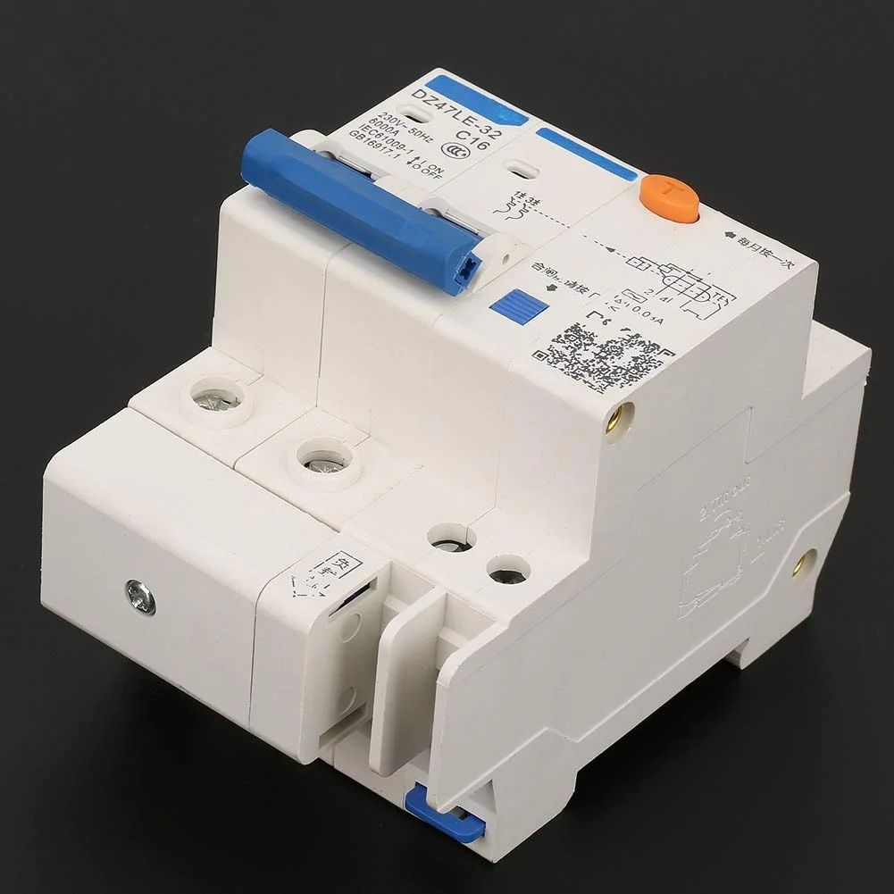 کلید مینیاتوری محافظ جان YDuupxe مدل DZ47LE-32 2P+2 C16 230V/16A برای حفاظت از نشتی جریان و مدار در منزل