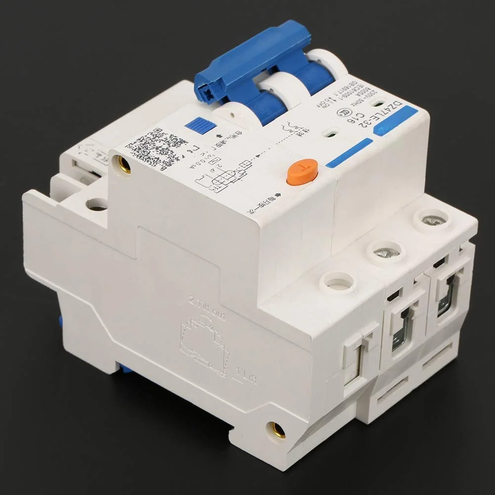کلید مینیاتوری محافظ جان YDuupxe مدل DZ47LE-32 2P+2 C16 230V/16A برای حفاظت از نشتی جریان و مدار در منزل