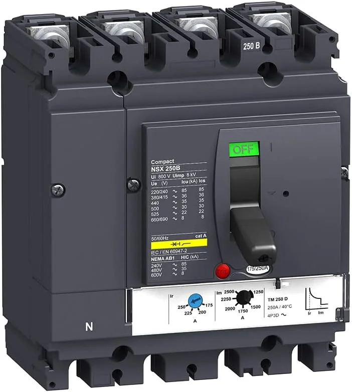 کلید اتوماتیک فشرده LV431123 MCCB NSX250B TMD 125A 4p3d 25kA (4-125 آمپر)