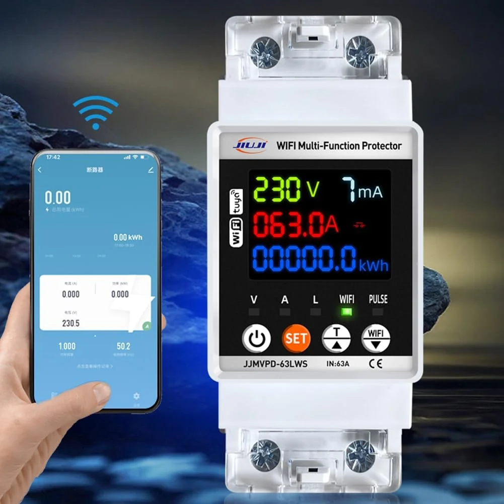 محافظ قطع و وصل مجدد خودکار وای فای Tuya مدل Morelian، کلید مدار هوشمند تک فاز با نمایشگر دیجیتال، سوئیچ وصل مجدد، ولتاژ قابل تنظیم و دستگاه محافظت از نشتی با کنتور کیلووات ساعت محافظ قطع و وصل مجدد خودکار وای فای Tuya مدل Morelian، کلید مدار هوشمند تک فاز با نمایشگر دیجیتال، سوئیچ وصل مجدد، ولتاژ قابل تنظیم و دستگاه محافظت از نشتی با کنتور کیلووات ساعت