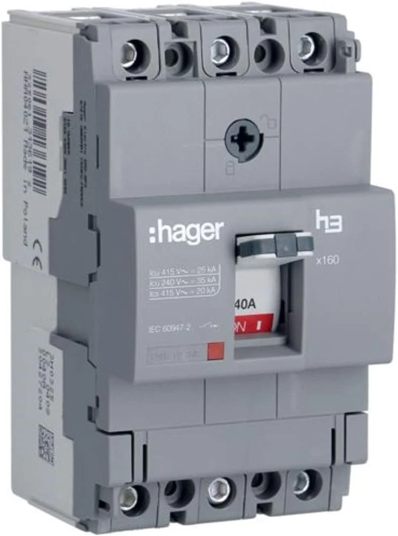 کلید اتوماتیک 40 آمپر سه پل هاگر 25KA مدل HHA040Z (x160-H3)