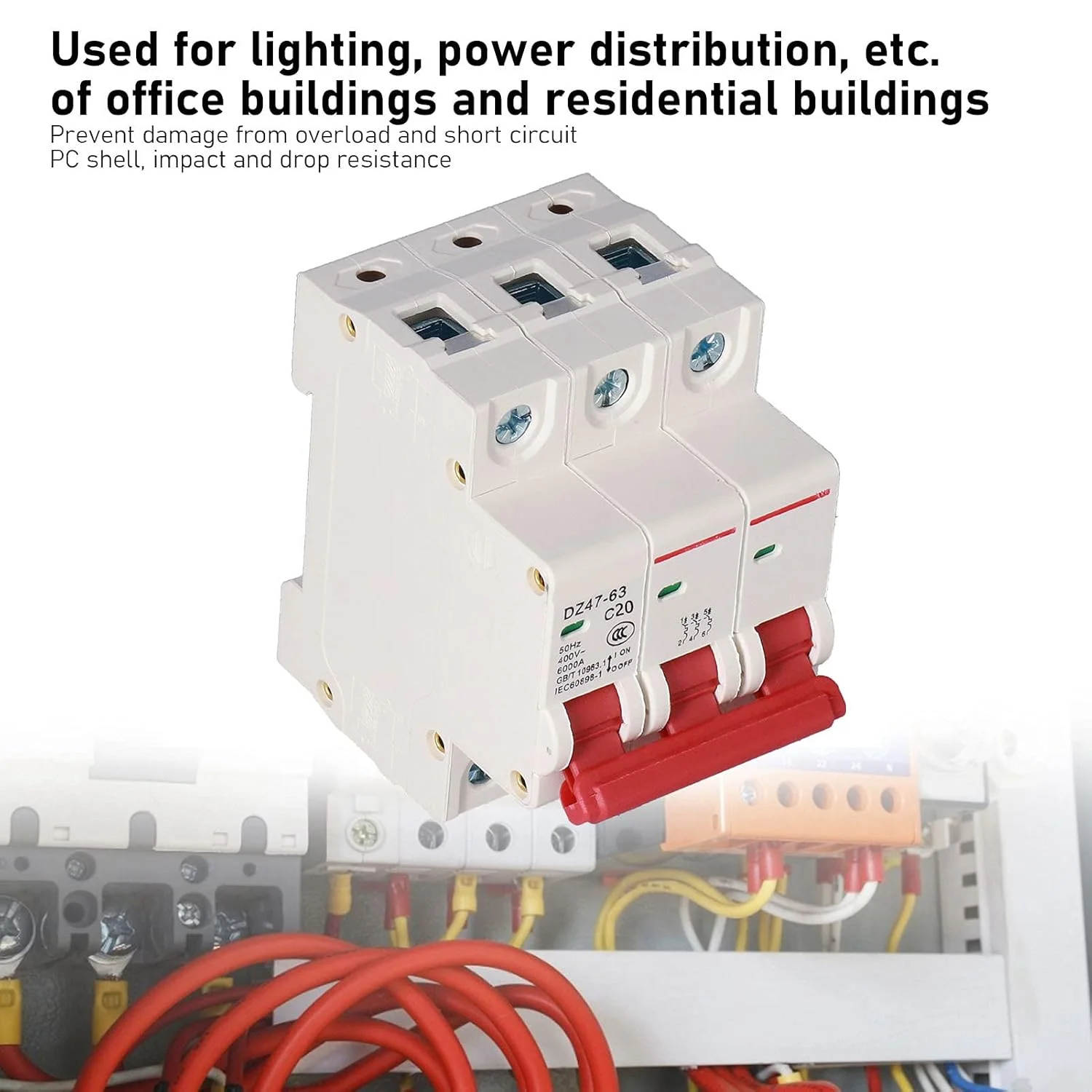 کلید مینیاتوری تیهبیان، نصب روی ریل DIN، پوشش PC، کلید خانگی AC 400V 3P DZ47-63 با محافظت های چندگانه مدار (20 آمپر) کلید مینیاتوری تیهبیان، نصب روی ریل DIN، پوشش PC، کلید خانگی AC 400V 3P DZ47-63 با محافظت های چندگانه مدار (20 آمپر)