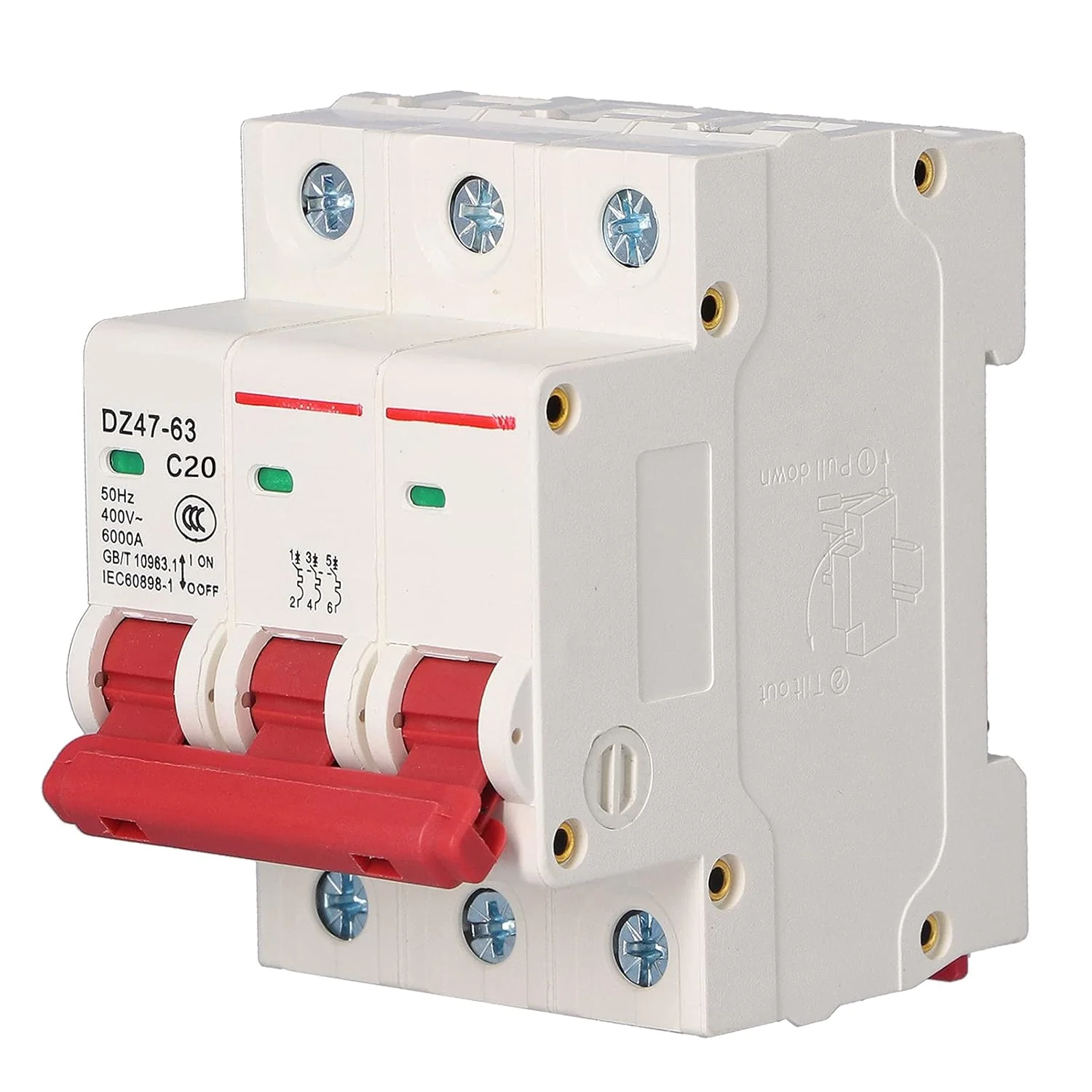 کلید مینیاتوری تیهبیان، نصب روی ریل DIN، پوشش PC، کلید خانگی AC 400V 3P DZ47-63 با محافظت های چندگانه مدار (20 آمپر) کلید مینیاتوری تیهبیان، نصب روی ریل DIN، پوشش PC، کلید خانگی AC 400V 3P DZ47-63 با محافظت های چندگانه مدار (20 آمپر)