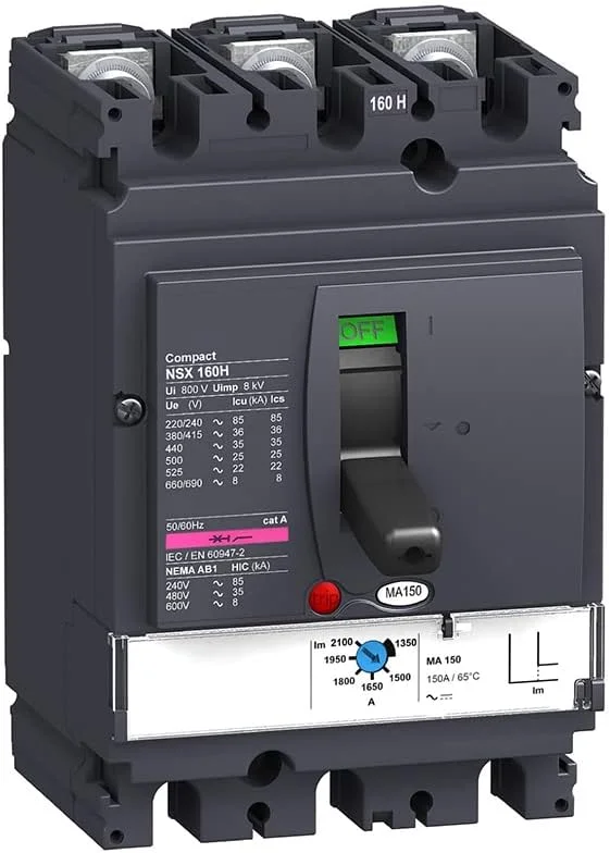 کلید اتوماتیک فشرده LV430834 MCCB NSX160H MA 150A 3p3d 70kA (3-150 آمپر)
