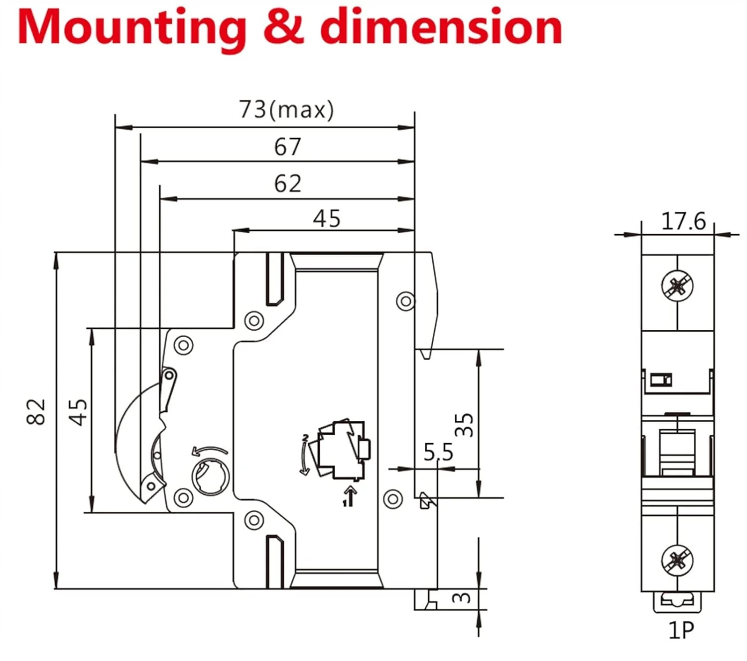 کلید مینیاتوری 3 پل DIN Rail MCB 6a 10a 16a 20a 25a 32a 40a 50a 63a 220V، منحنی C، محافظ نشتی زمین (رنگ: 10 آمپر، اندازه: 3 پل منحنی C)