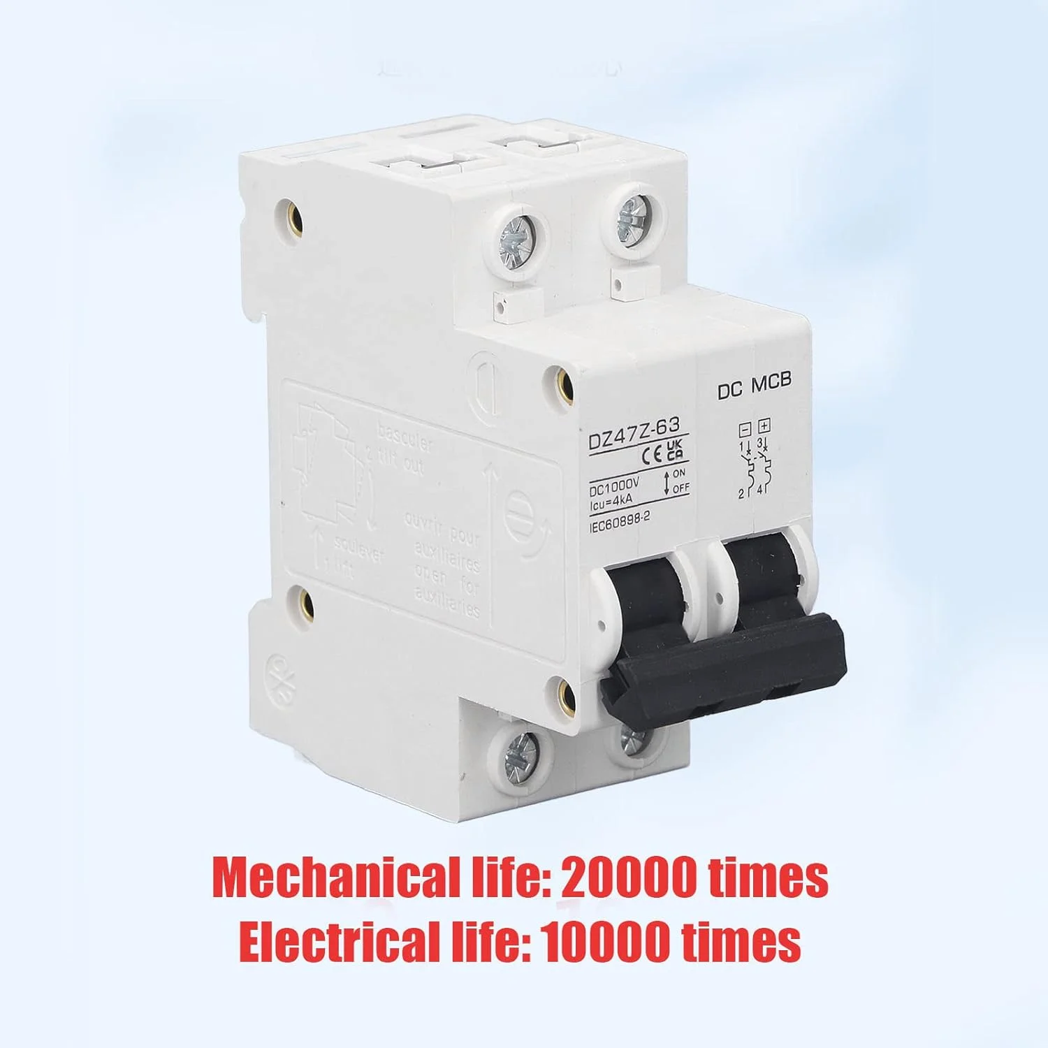 قطع کننده مدار DC هیودو مدل DZ47Z 63، 4kA، با 20000 عمر مکانیکی، مناسب برای موتور سیکلت برقی فتوولتائیک خورشیدی، وسیله نقلیه الکتریکی، ایده آل برای استفاده از انرژی خورشیدی، سیستم های برق کشتی و موارد دیگر (50A) قطع کننده مدار DC هیودو مدل DZ47Z 63، 4kA، با 20000 عمر مکانیکی، مناسب برای موتور سیکلت برقی فتوولتائیک خورشیدی، وسیله نقلیه الکتریکی، ایده آل برای استفاده از انرژی خورشیدی، سیستم های برق کشتی و موارد دیگر (50A)