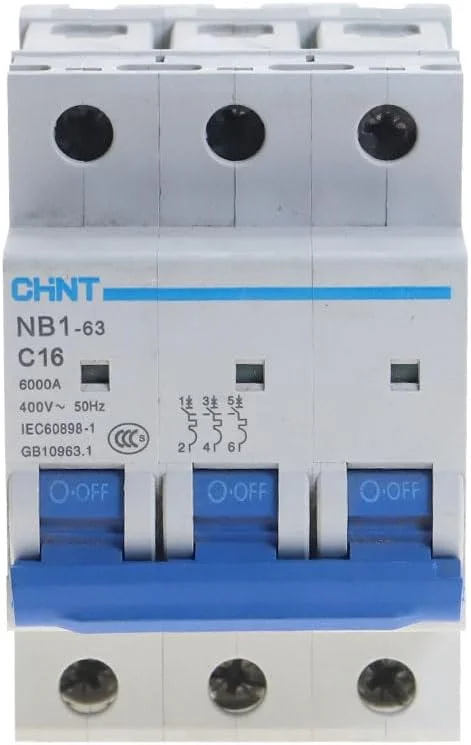کلید مینیاتوری سه پل 10 آمپر 400 ولت 6 کیلو آمپر تیپ C مدل NB1-63 برند CHNT