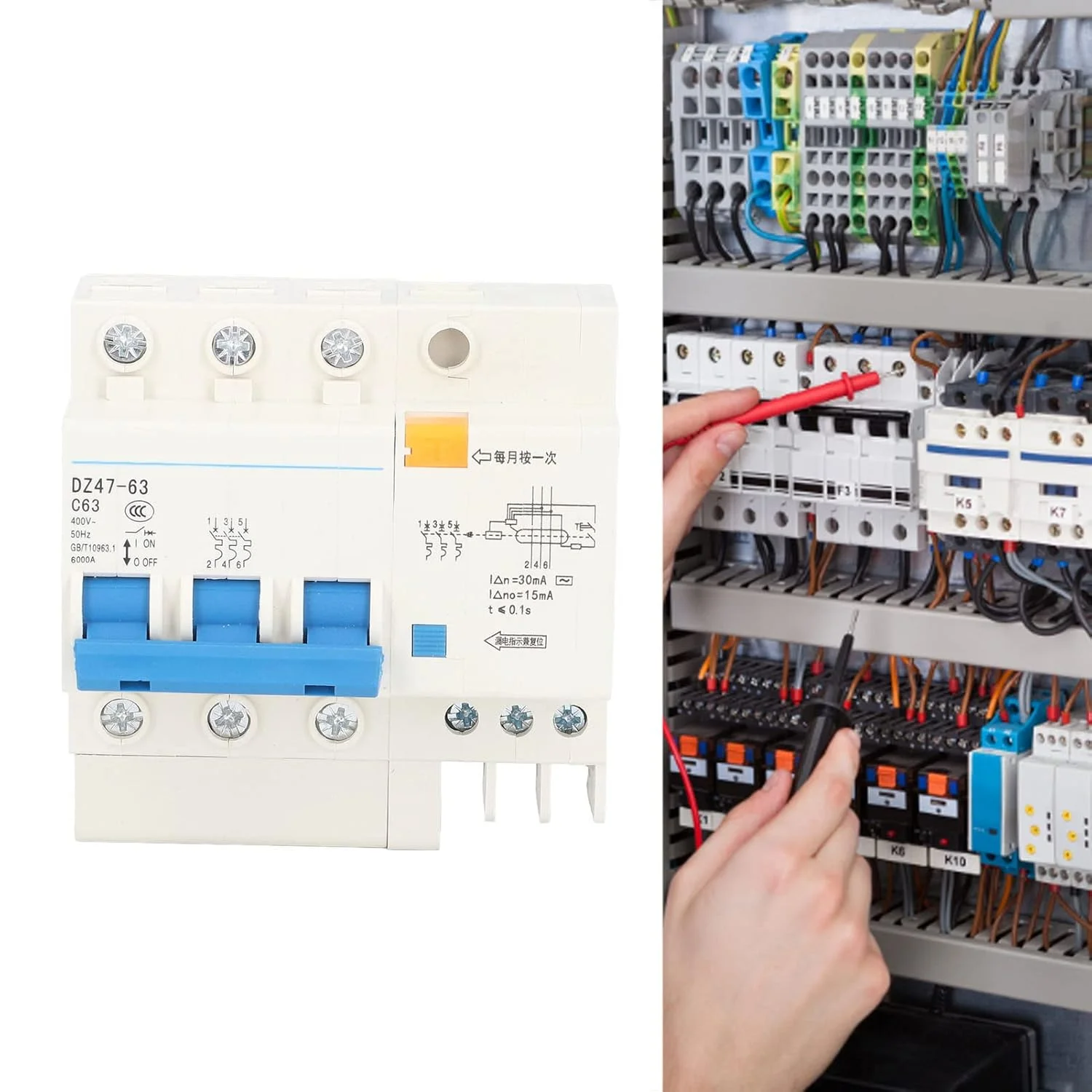 کلید مینیاتوری ShoFbi، کلید محافظت از خطای زمین AC 400V 63A مقاوم در برابر ضربه عملکرد ایمن برای تجهیزات شبکه محافظ نشتی زمین کلید مینیاتوری ShoFbi، کلید محافظت از خطای زمین AC 400V 63A مقاوم در برابر ضربه عملکرد ایمن برای تجهیزات شبکه محافظ نشتی زمین
