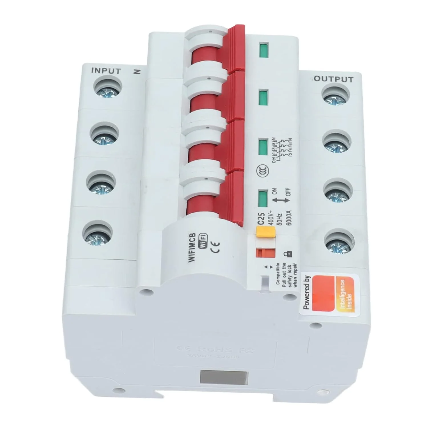 کلید مدار هوشمند وای فای 4 پل سوئیچ از راه دور AC 400V قفل ایمنی تجهیزات برج خانگی مشکی (25 آمپر) کلید مدار هوشمند وای فای 4 پل سوئیچ از راه دور AC 400V قفل ایمنی تجهیزات برج خانگی مشکی (25 آمپر)