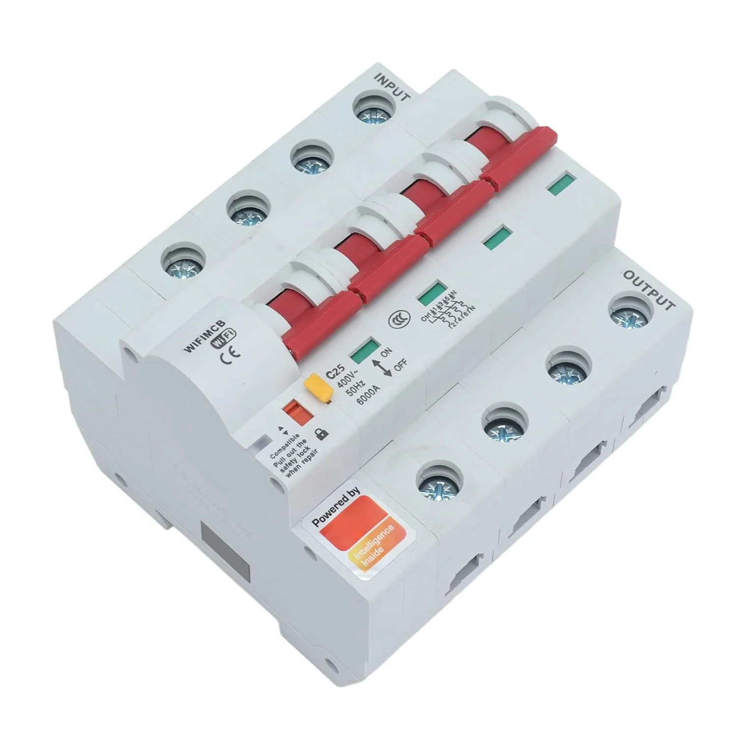 کلید مدار هوشمند وای فای 4 پل سوئیچ از راه دور AC 400V قفل ایمنی تجهیزات برج خانگی مشکی (25 آمپر) کلید مدار هوشمند وای فای 4 پل سوئیچ از راه دور AC 400V قفل ایمنی تجهیزات برج خانگی مشکی (25 آمپر)