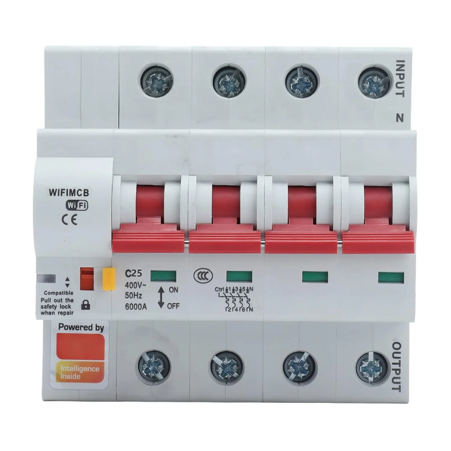 کلید مدار هوشمند وای فای 4 پل سوئیچ از راه دور AC 400V قفل ایمنی تجهیزات برج خانگی مشکی (25 آمپر) کلید مدار هوشمند وای فای 4 پل سوئیچ از راه دور AC 400V قفل ایمنی تجهیزات برج خانگی مشکی (25 آمپر)