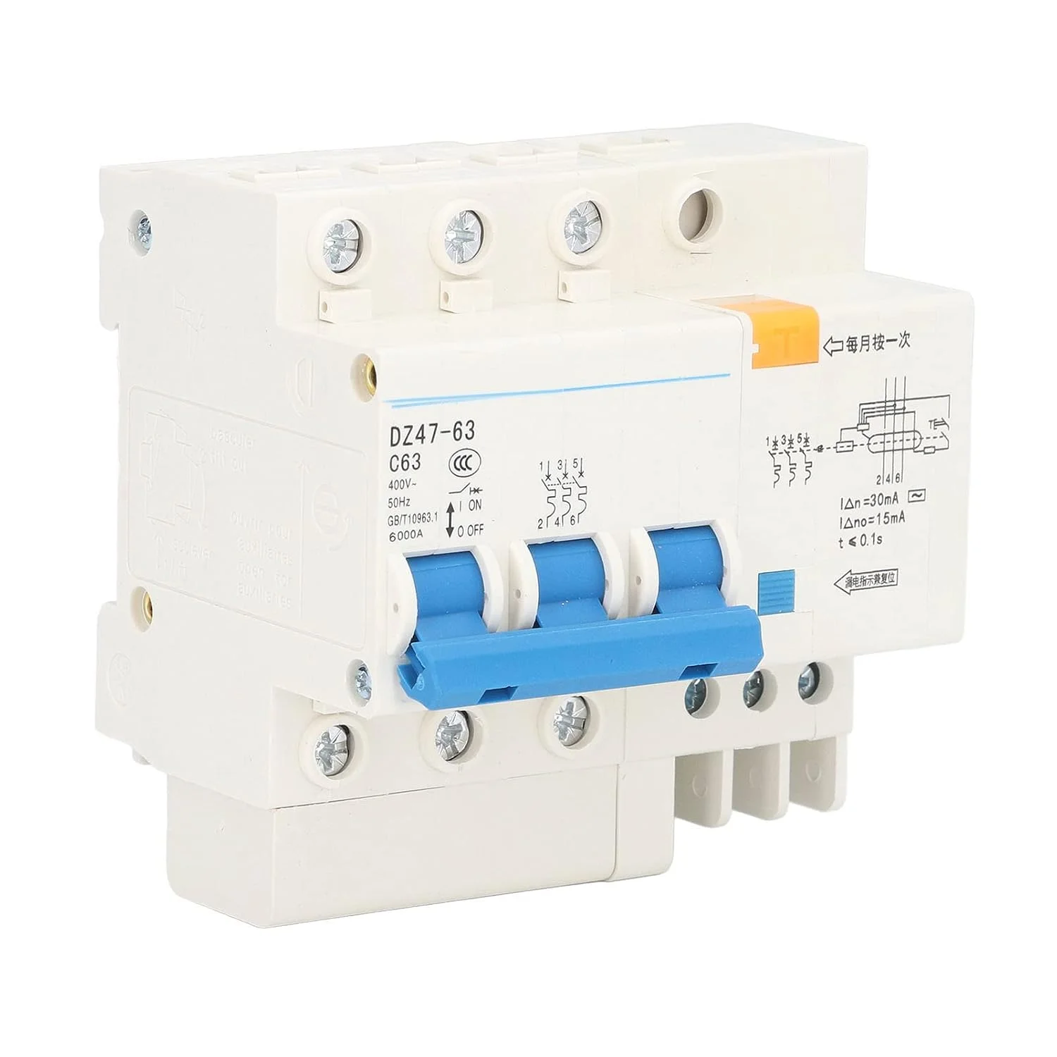 کلید مینیاتوری ShoFbi، کلید محافظت از خطای زمین AC 400V 63A مقاوم در برابر ضربه عملکرد ایمن برای تجهیزات شبکه محافظ نشتی زمین کلید مینیاتوری ShoFbi، کلید محافظت از خطای زمین AC 400V 63A مقاوم در برابر ضربه عملکرد ایمن برای تجهیزات شبکه محافظ نشتی زمین