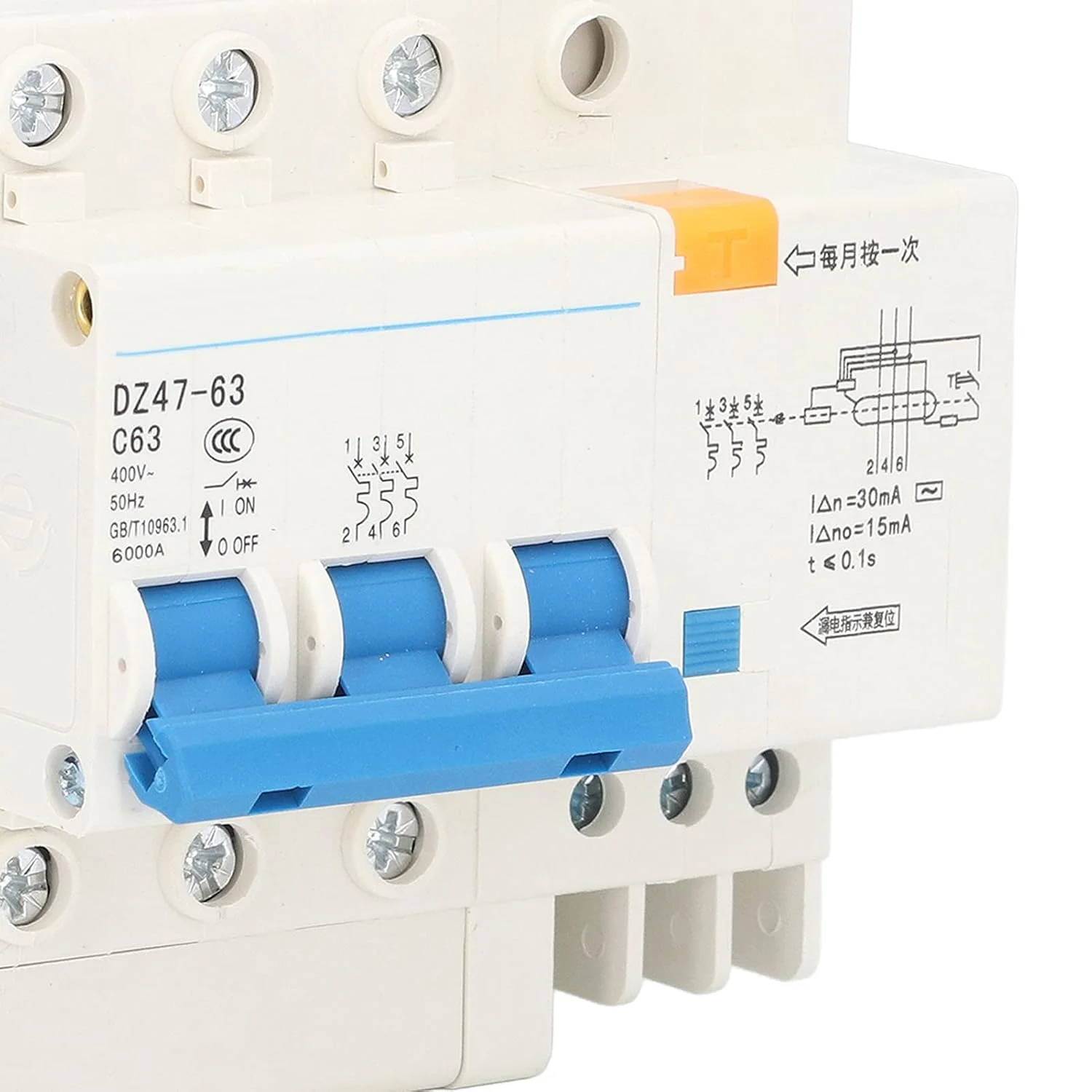 کلید مینیاتوری ShoFbi، کلید محافظت از خطای زمین AC 400V 63A مقاوم در برابر ضربه عملکرد ایمن برای تجهیزات شبکه محافظ نشتی زمین کلید مینیاتوری ShoFbi، کلید محافظت از خطای زمین AC 400V 63A مقاوم در برابر ضربه عملکرد ایمن برای تجهیزات شبکه محافظ نشتی زمین