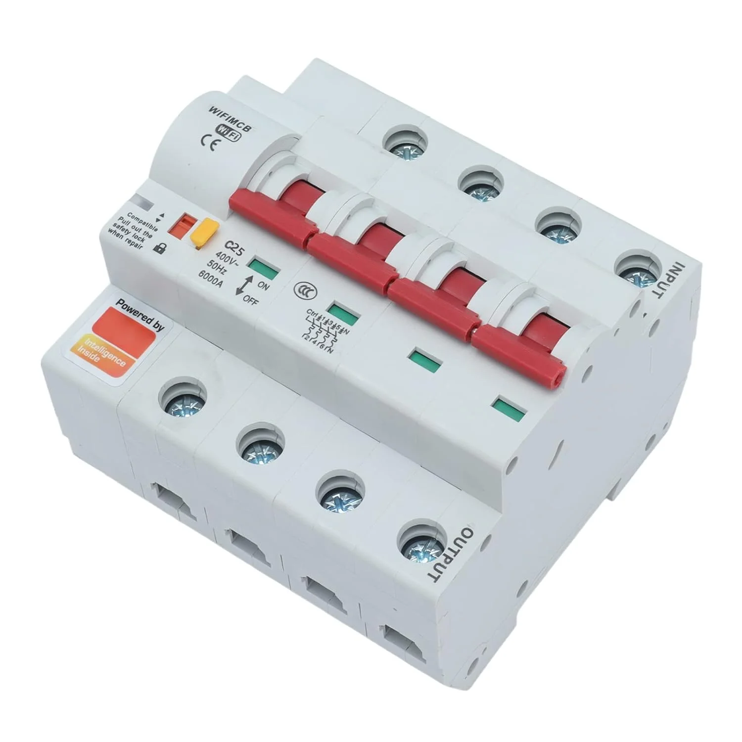 کلید مدار هوشمند وای فای 4 پل سوئیچ از راه دور AC 400V قفل ایمنی تجهیزات برج خانگی مشکی (25 آمپر) کلید مدار هوشمند وای فای 4 پل سوئیچ از راه دور AC 400V قفل ایمنی تجهیزات برج خانگی مشکی (25 آمپر)
