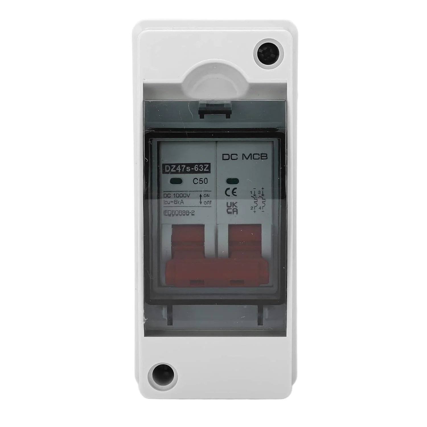کلید قطع کننده DC عمومی، قطع کننده مدار DC محفظه Pa66 ظرفیت شکست 6000A IP65 2P برای سیستم تولید برق کلید قطع کننده DC عمومی، قطع کننده مدار DC محفظه Pa66 ظرفیت شکست 6000A IP65 2P برای سیستم تولید برق