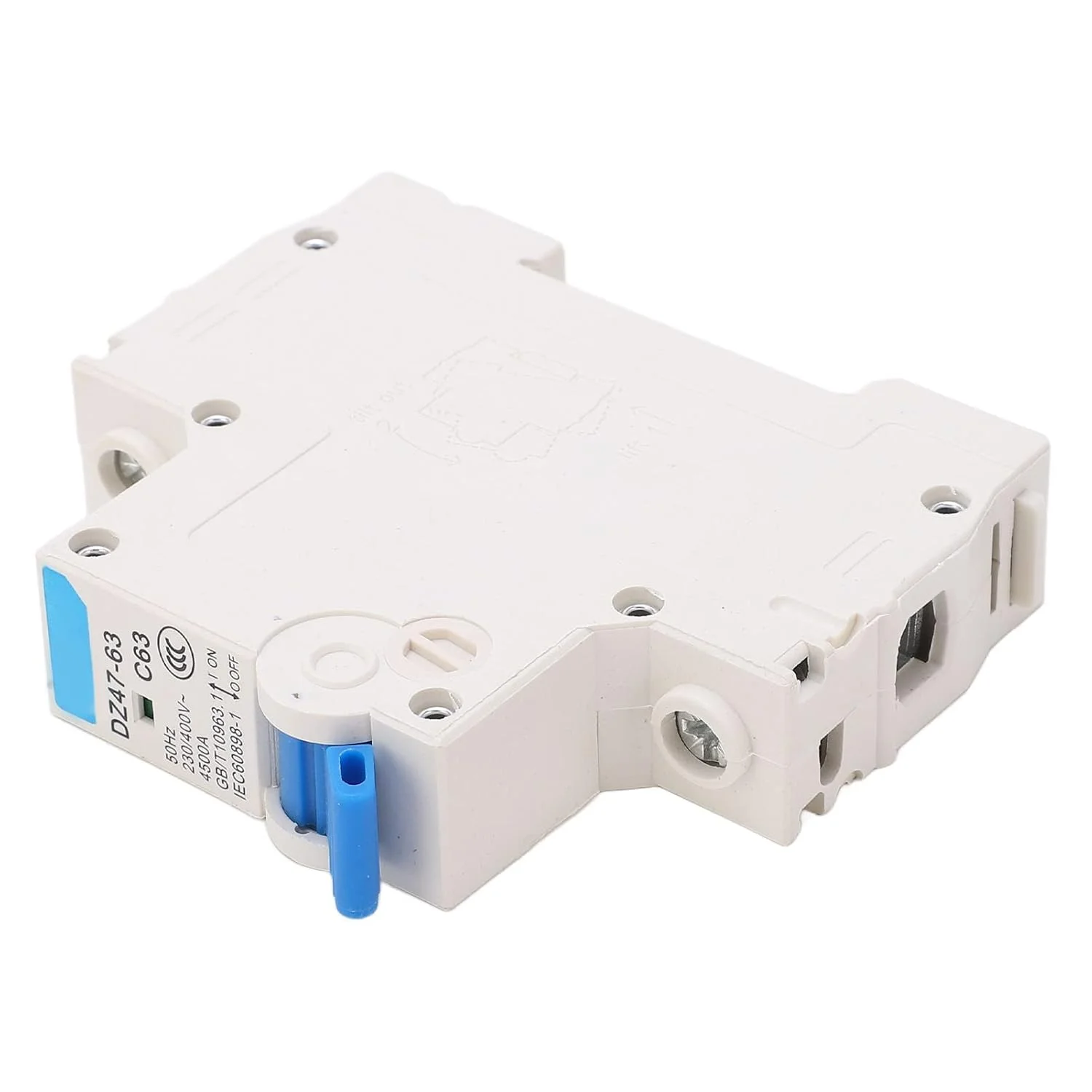 کلید مینیاتوری 1 پل جداکننده جریان با ظرفیت شکست 4500 آمپر AC 230V 400V 63A نصب روی ریل DIN کلید مینیاتوری 1 پل جداکننده جریان با ظرفیت شکست 4500 آمپر AC 230V 400V 63A نصب روی ریل DIN