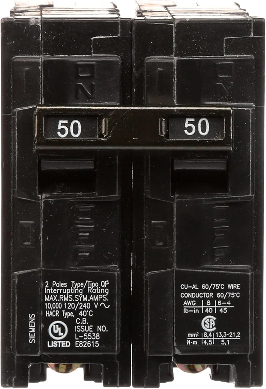 قطع کننده مدار دو پل 50 آمپر زیمنس مدل Q250 نوع QP قطع کننده مدار دو پل 50 آمپر زیمنس مدل Q250 نوع QP