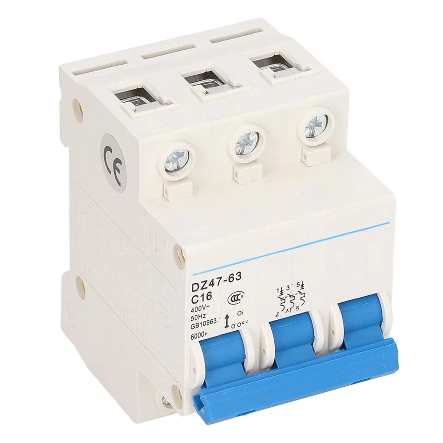 کلید مینیاتوری هیودو، کلید مینیاتوری 3 پل نصب شده روی ریل DIN، کلید ولتاژ پایین 400 ولت 16 آمپر DZ47-63 C16، برای سیستم شبکه پنل های خورشیدی اداری خانگی