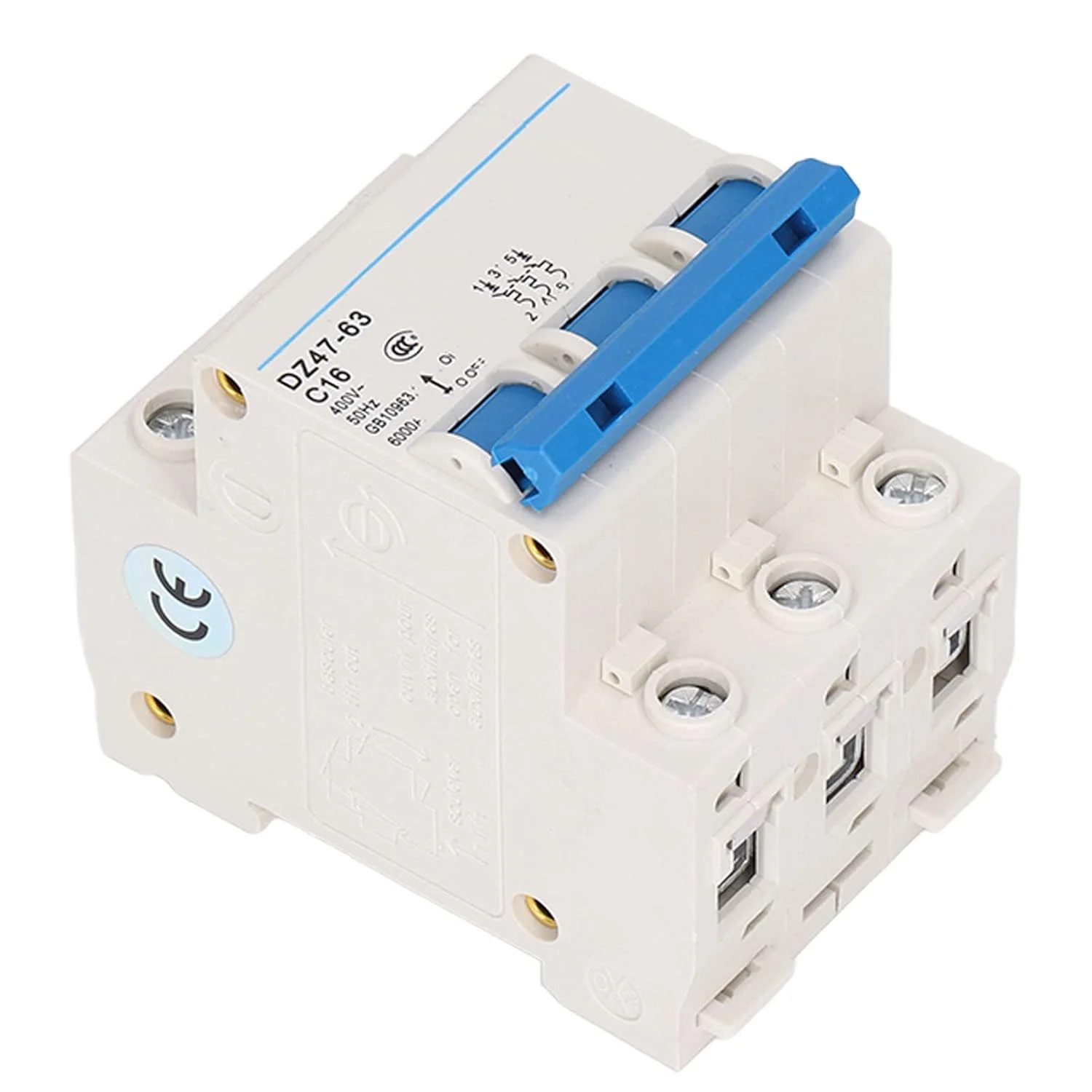 کلید مینیاتوری هیودو، کلید مینیاتوری 3 پل نصب شده روی ریل DIN، کلید ولتاژ پایین 400 ولت 16 آمپر DZ47-63 C16، برای سیستم شبکه پنل های خورشیدی اداری خانگی