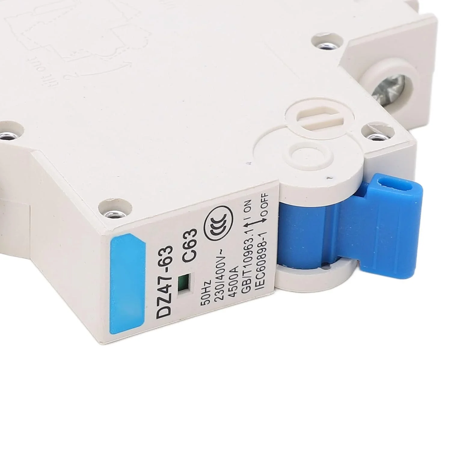 کلید مینیاتوری 1 پل جداکننده جریان با ظرفیت شکست 4500 آمپر AC 230V 400V 63A نصب روی ریل DIN کلید مینیاتوری 1 پل جداکننده جریان با ظرفیت شکست 4500 آمپر AC 230V 400V 63A نصب روی ریل DIN