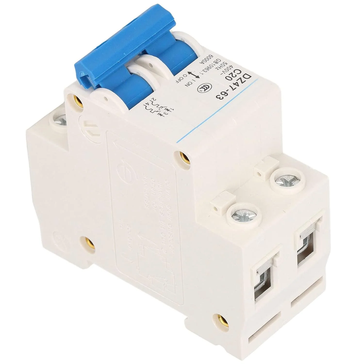 مینیاتوری قطع کننده مدار با کارایی بالا 2P جداکننده جریان نصب ریل DIN 400V 20A DZ47 63 C20 روشنایی اداری مینیاتوری قطع کننده مدار با کارایی بالا 2P جداکننده جریان نصب ریل DIN 400V 20A DZ47 63 C20 روشنایی اداری
