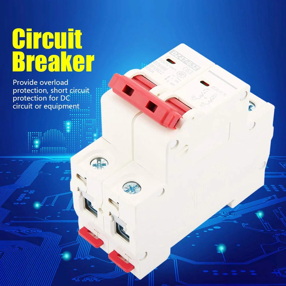 کلید مینیاتوری OVAQUIXI، 2 پل DC 500V 63A، کلید مینیاتوری MCB ایمنی DZ47-63Z-2P با حساسیت بالا، مواد اولیه ممتاز، عملکرد حفاظتی برای انرژی خورشیدی کلید مینیاتوری OVAQUIXI، 2 پل DC 500V 63A، کلید مینیاتوری MCB ایمنی DZ47-63Z-2P با حساسیت بالا، مواد اولیه ممتاز، عملکرد حفاظتی برای انرژی خورشیدی