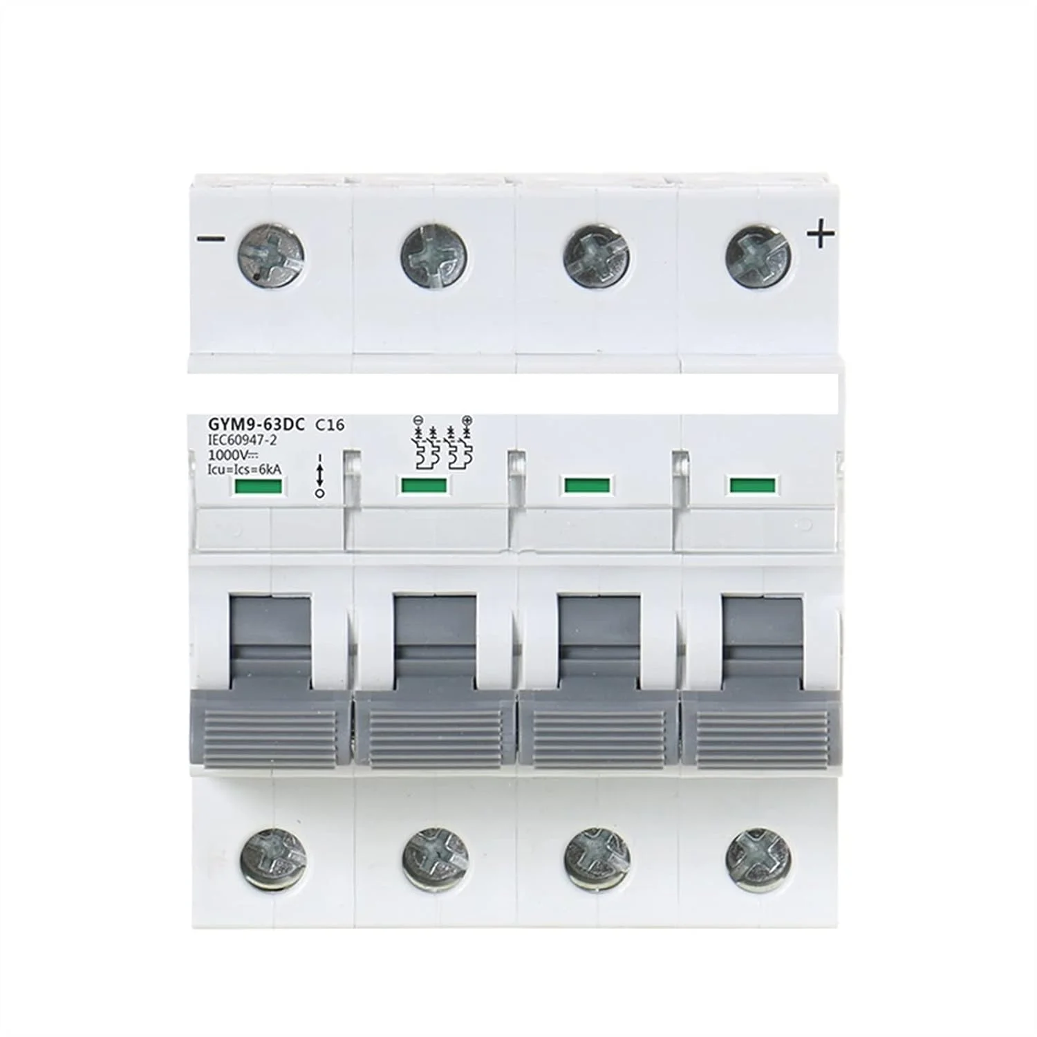کلید مینیاتوری MCB DC1000V، کلید مینیاتوری DC 6A 10A 16A 20A 25A 32A 40A 50A 63A 4 پل محافظ نشتی زمین (سایز: 16A)