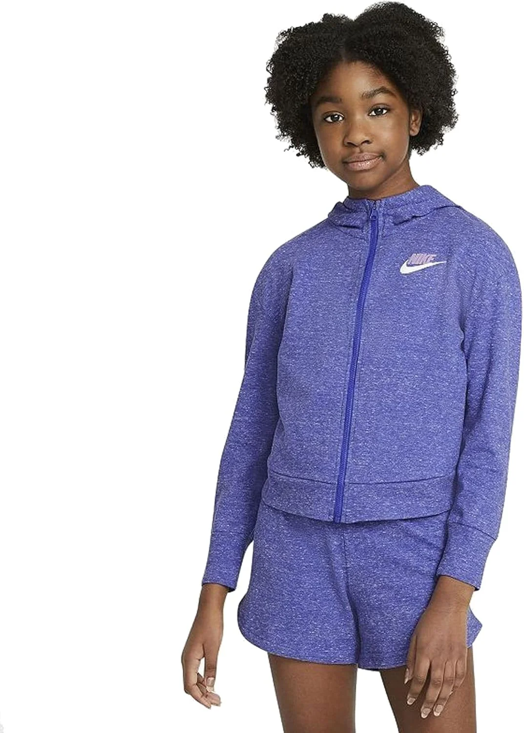 هودی زیپ‌دار ورزشی دخترانه نایک مدل Sportswear Big Kids' (سایز X-Large، رنگ Lapis/Plum Fog)