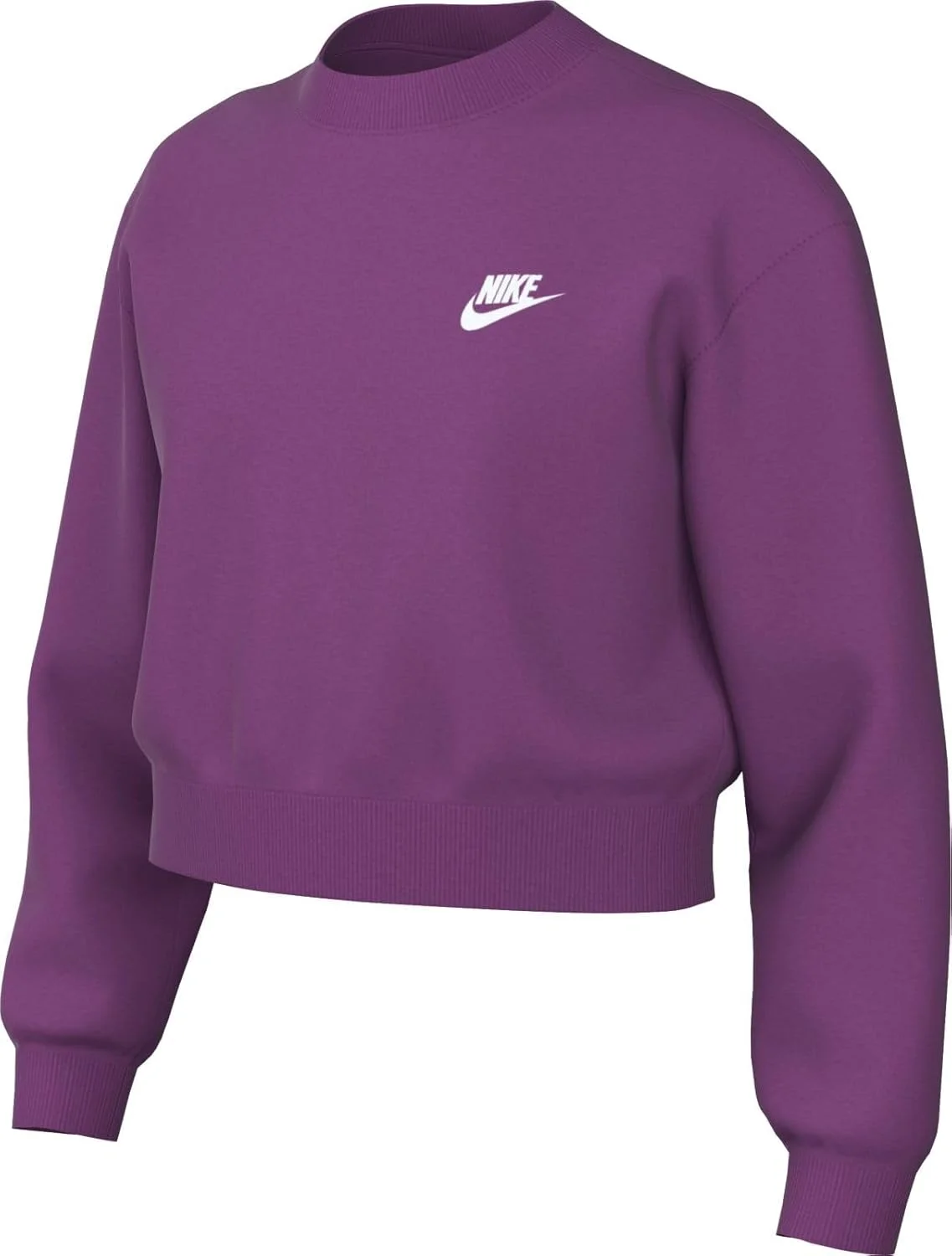 سویشرت دخترانه نایک Sportswear Club Fleece با یقه گرد و مدل جعبه‌ای (دخترانه)