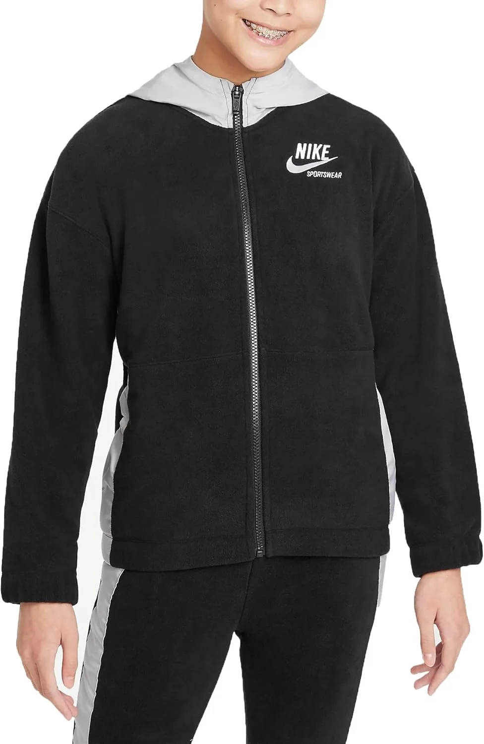 ژاکت ورزشی دخترانه بزرگ نایک مدل Sportswear Heritage (B(DJ5745-010)/W, Small)