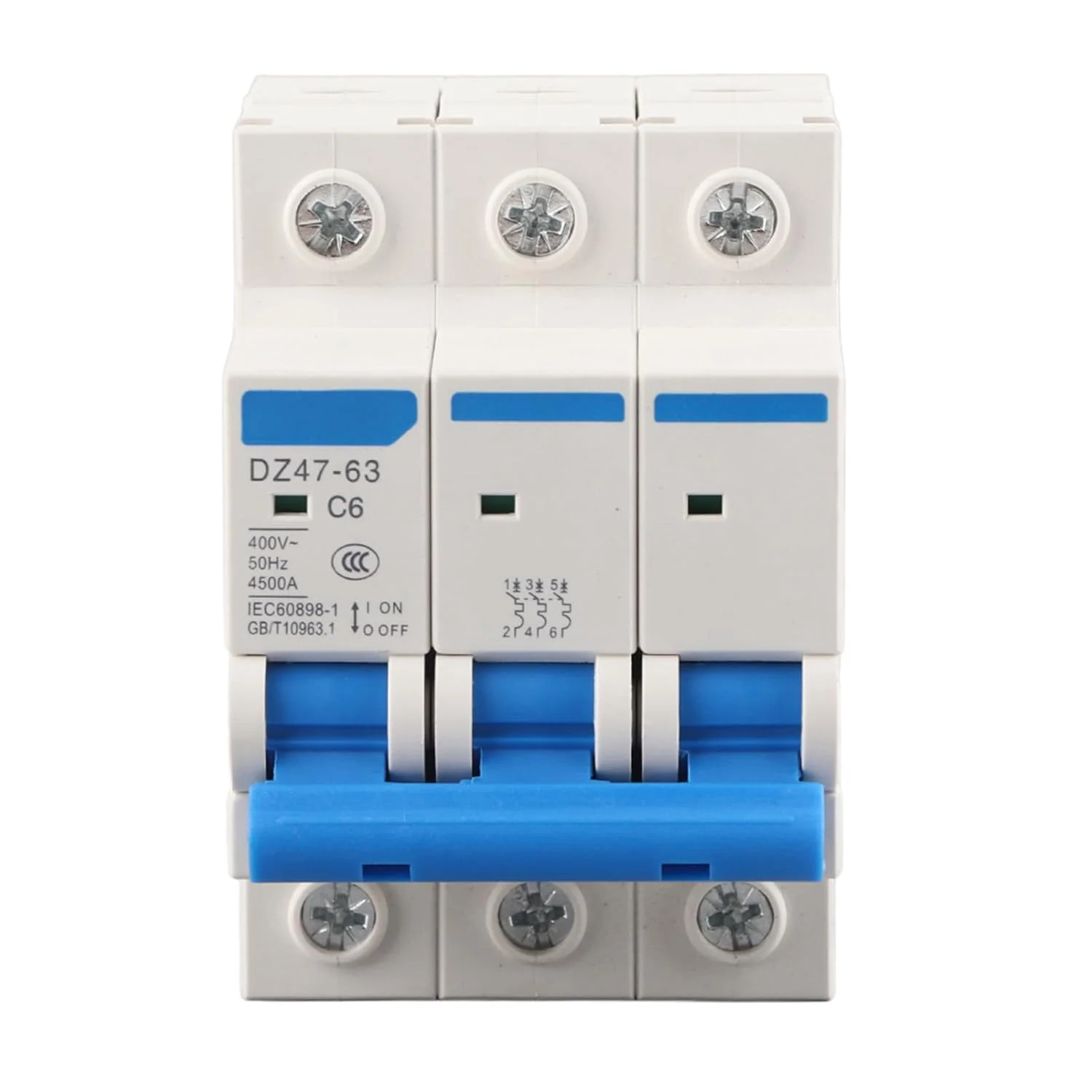 کلید مینیاتوری Haofy AC 400V 6/10/16/20A 3 پل، قطع کننده ایمنی DZ47-63 برای مدار و تجهیزات DC، سیستم تولید برق خورشیدی کوچک (6A) کلید مینیاتوری Haofy AC 400V 6/10/16/20A 3 پل، قطع کننده ایمنی DZ47-63 برای مدار و تجهیزات DC، سیستم تولید برق خورشیدی کوچک (6A)