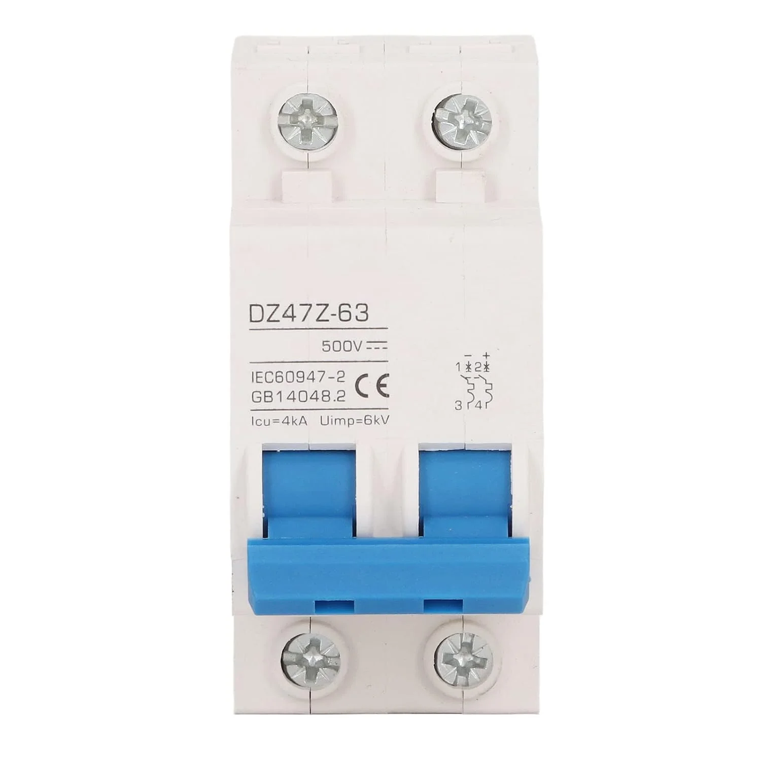 مینی کلید مدار DC دو پل 4kA Icu 6kV Uimp با قطع سریع سیستم PV خورشیدی، کلید مدار کوچک DC500V (20A) مینی کلید مدار DC دو پل 4kA Icu 6kV Uimp با قطع سریع سیستم PV خورشیدی، کلید مدار کوچک DC500V (20A)