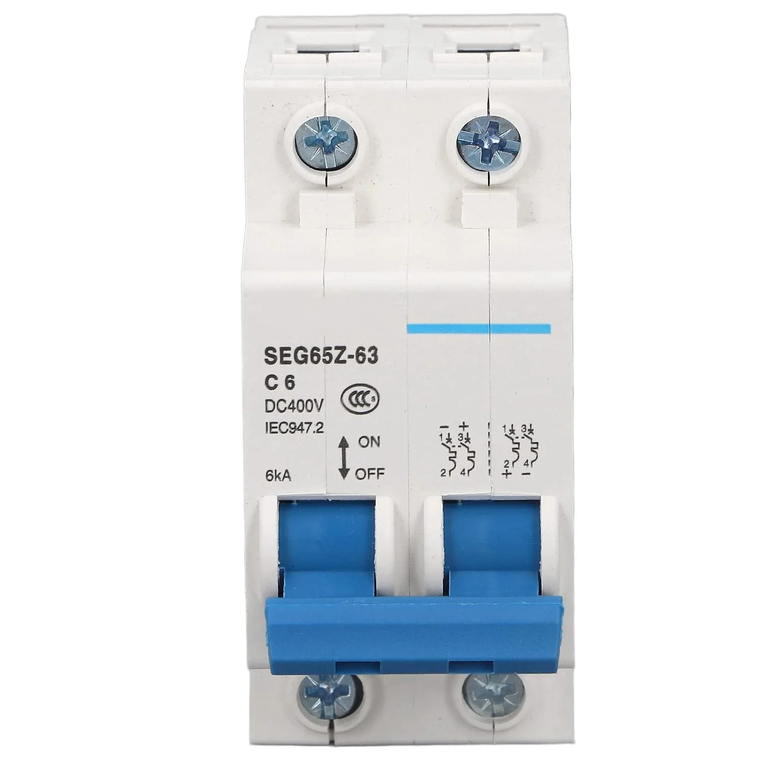 کلید مینیاتوری DC دوماری 2 پل 6KA 400V برای سیستم های خورشیدی PV کلید مینیاتوری DC دوماری 2 پل 6KA 400V برای سیستم های خورشیدی PV