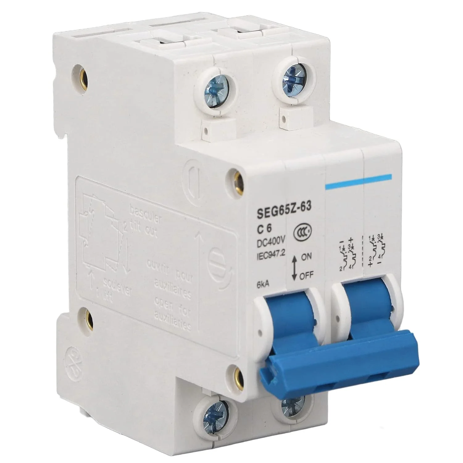 کلید مینیاتوری DC دوماری 2 پل 6KA 400V برای سیستم های خورشیدی PV کلید مینیاتوری DC دوماری 2 پل 6KA 400V برای سیستم های خورشیدی PV