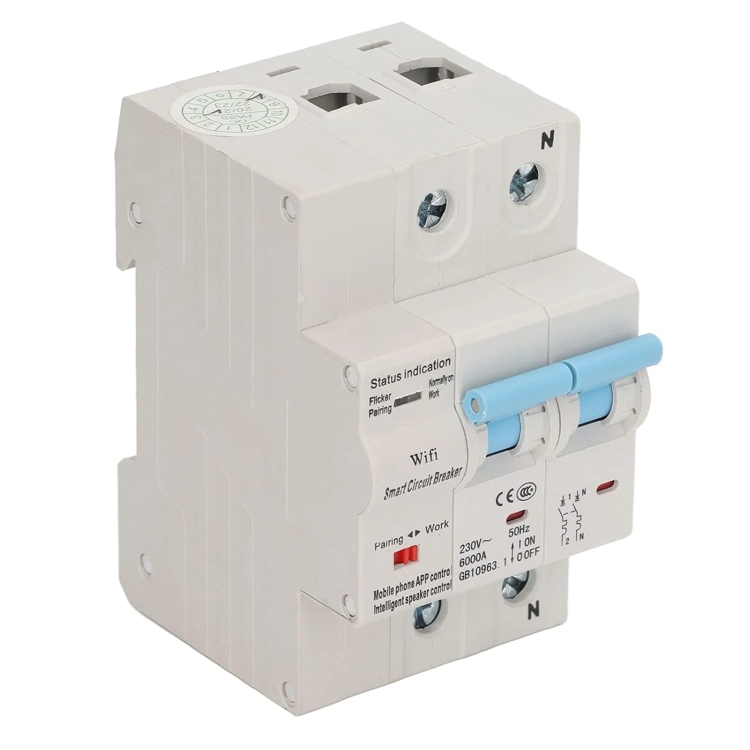 قطع کننده مدار وای فای SRTK، نصب ریل DIN AC230V 2P قطع کننده مدار هوشمند با عملکرد تاخیر زمانی برای شرکت ها (32 آمپر)