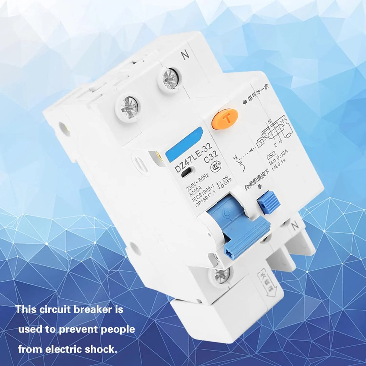 کلید مینیاتوری، DZ47LE-32 1P+N C32 RCCB کلید مدار جریان 30mA 230V، #099 کلید مینیاتوری، DZ47LE-32 1P+N C32 RCCB کلید مدار جریان 30mA 230V، #099