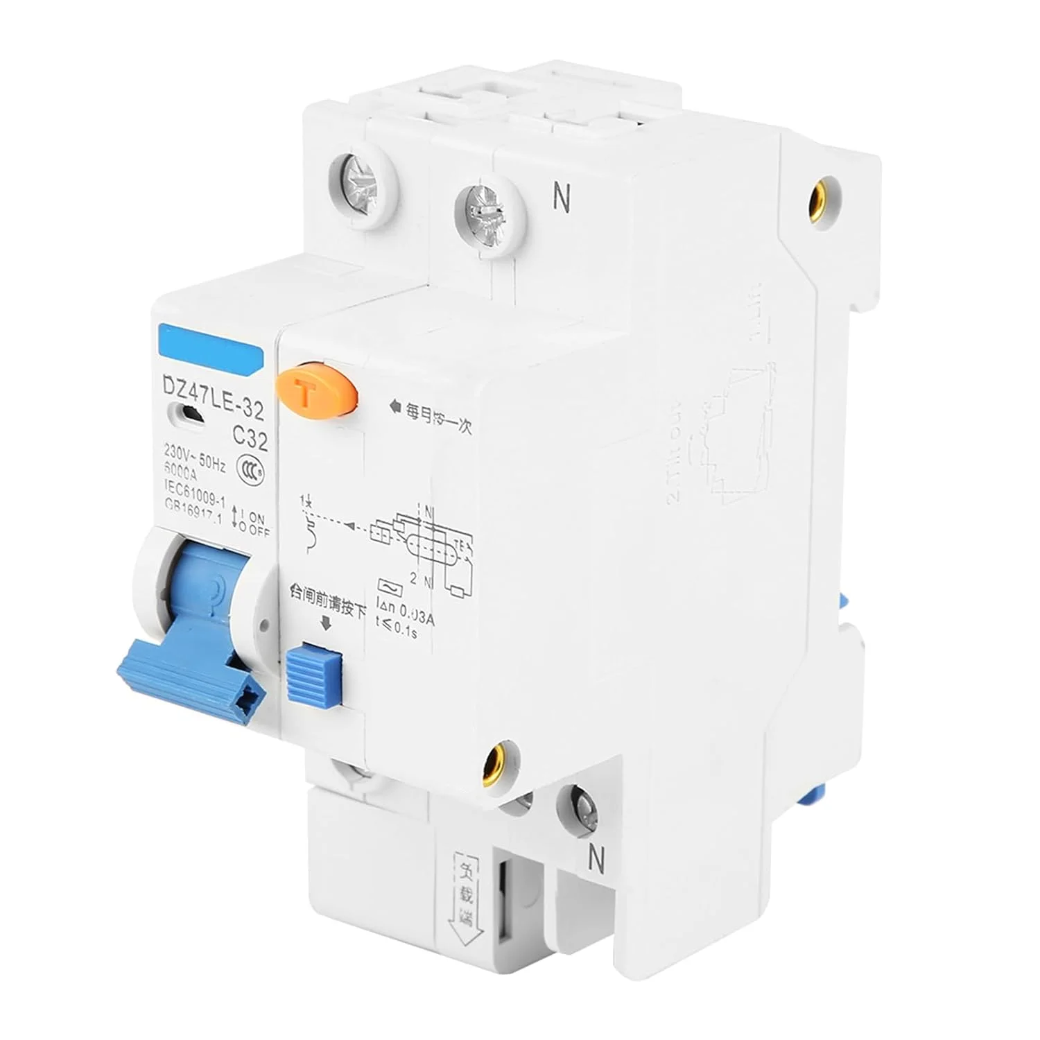 کلید مینیاتوری، DZ47LE-32 1P+N C32 RCCB کلید مدار جریان 30mA 230V، #099 کلید مینیاتوری، DZ47LE-32 1P+N C32 RCCB کلید مدار جریان 30mA 230V، #099