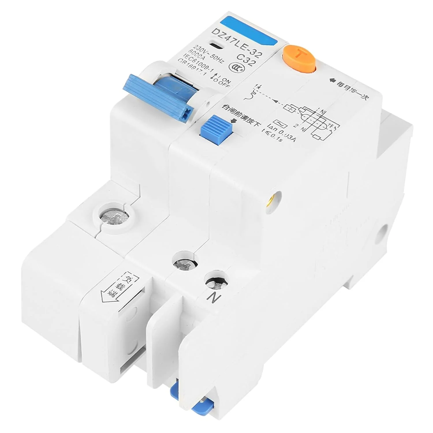 کلید مینیاتوری، DZ47LE-32 1P+N C32 RCCB کلید مدار جریان 30mA 230V، #099 کلید مینیاتوری، DZ47LE-32 1P+N C32 RCCB کلید مدار جریان 30mA 230V، #099